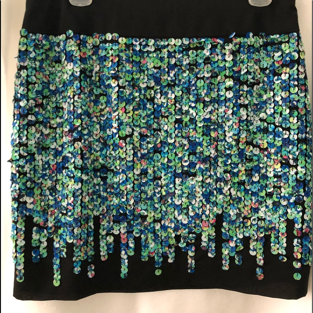 Fun, 18” long lined silk skirt with fabric sequins